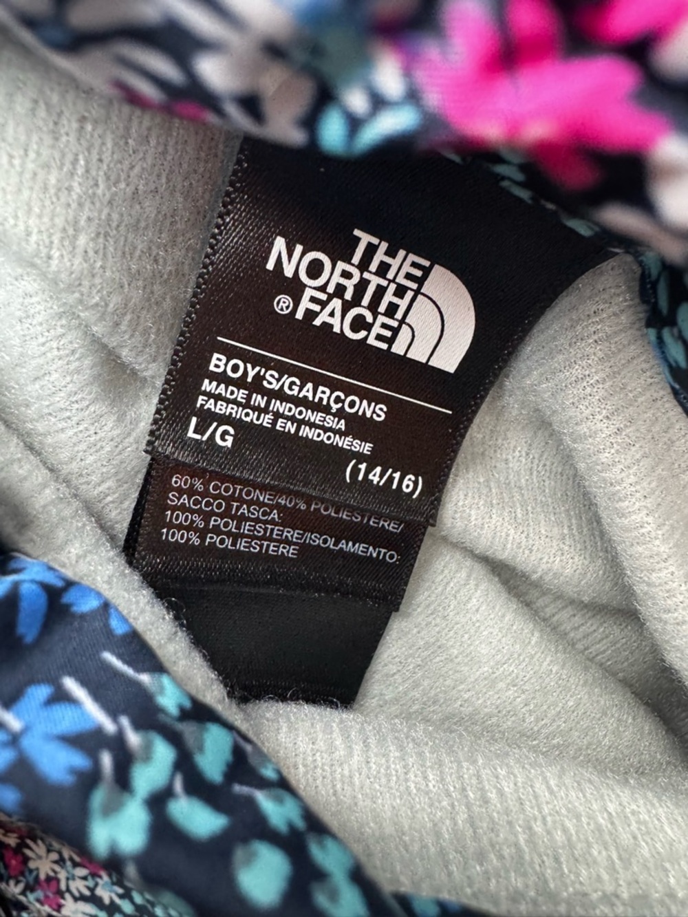 The North Face Kids ReversableFloral Print Jacket - Blue/Pink/Black - Picture 3 of 6